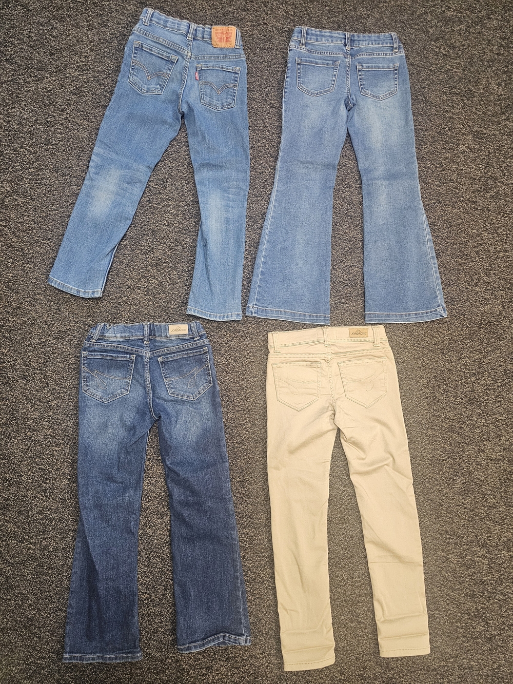 Levi's Girls' Blue Denim & Cream Flare and Wide-Leg Jeans Set Size 7